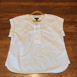J Crew Striped Lace Up Popover Top